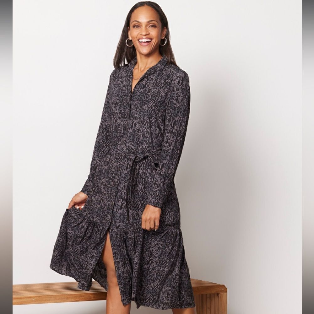 Rails Beatrice Midi Dress in Charcoal Abstract Animal L
